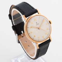 Vintage & Rare 9K Yellow Gold Tudor Dress Watch, Rolex Ref 6371, Patinated Dial