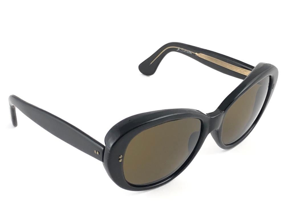 Vintage Rare A.A Sutain 101  Oversized Black Sunglasses 1970's For Sale 5