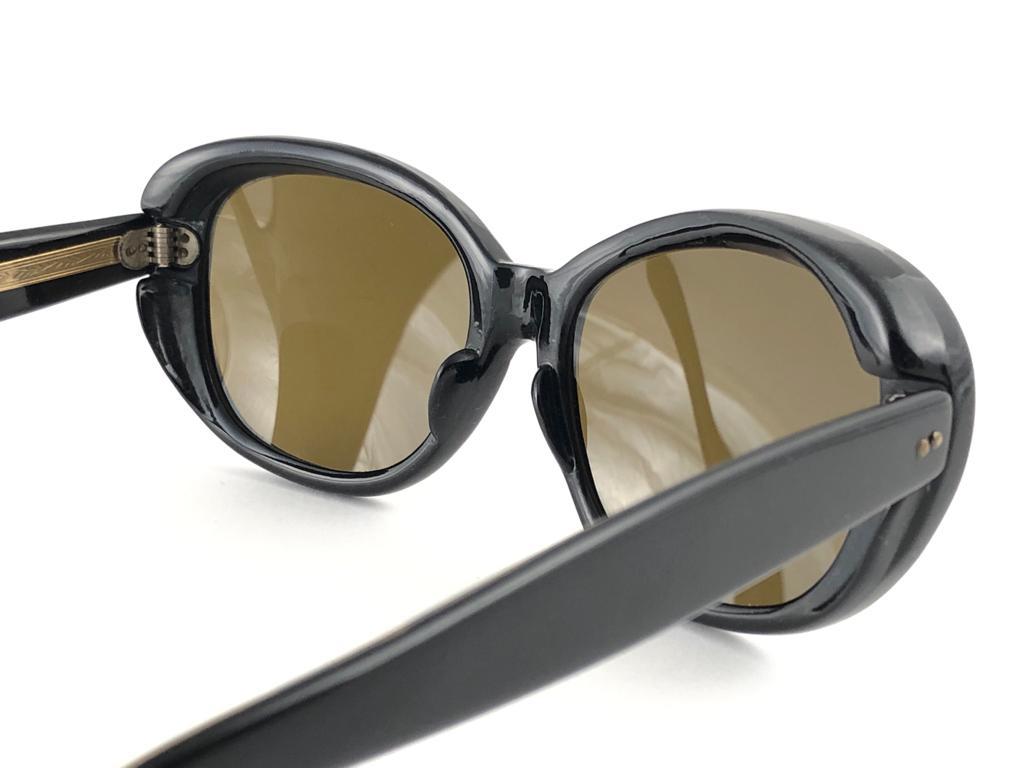 Vintage Rare A.A Sutain 101  Oversized Black Sunglasses 1970's For Sale 6