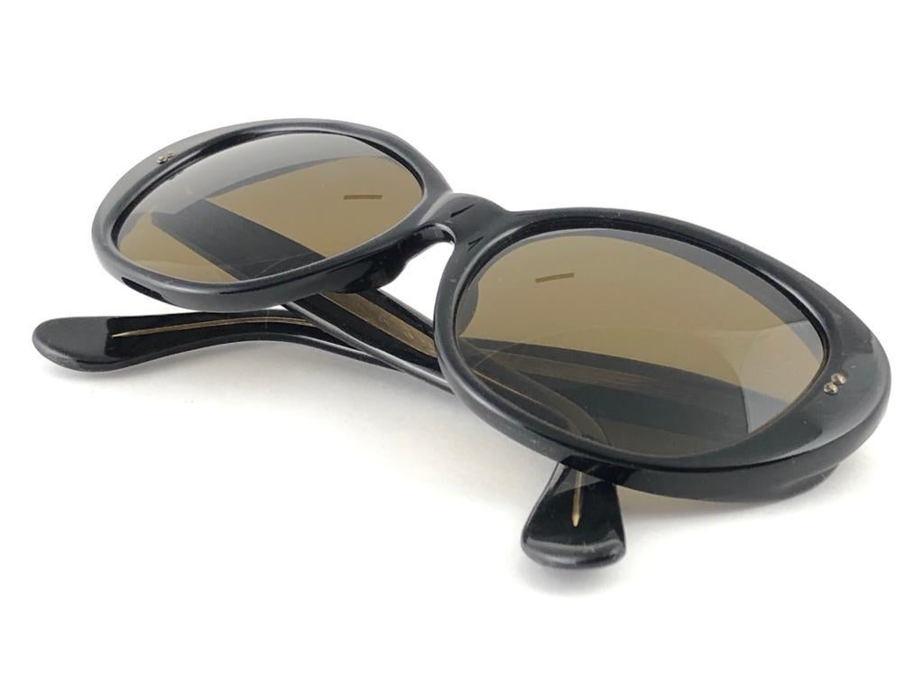 Vintage Rare A.A Sutain 101  Oversized Black Sunglasses 1970's For Sale 3