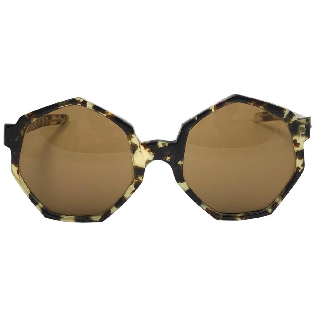 Occhiali da sole vintage rari A.A Sutain tartaruga scura con sfumature anni '70