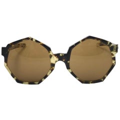 Occhiali da sole vintage rari A.A Sutain tartaruga scura con sfumature anni '70