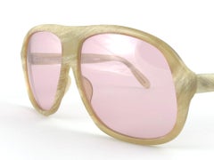 Vintage Rare A.A Sutain No 122 Oversized  Beige Sunglasses 1970's