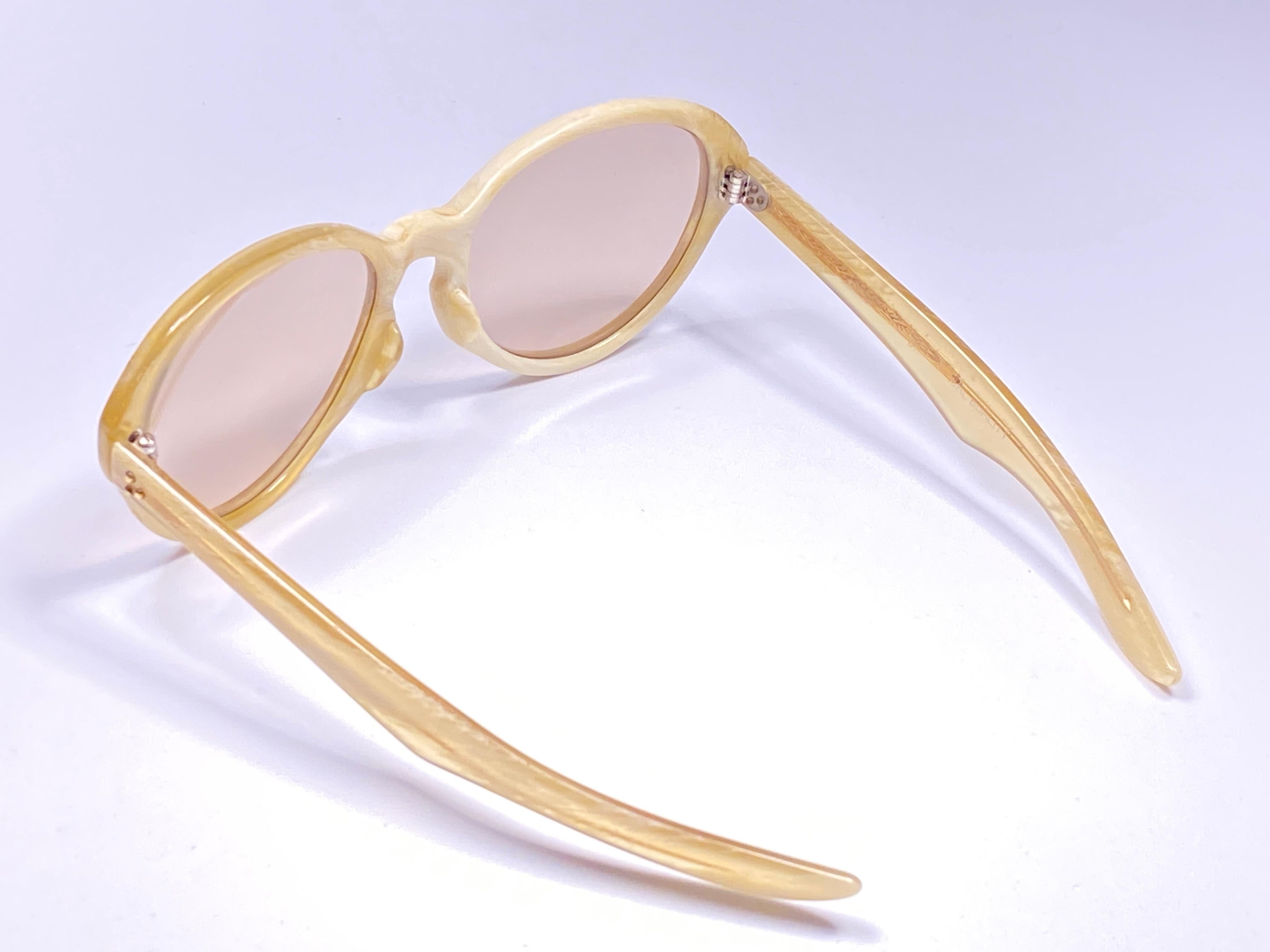 Vintage Rare A.A Sutain Oversized Beige Undertones Sunglasses 1970's For Sale 1