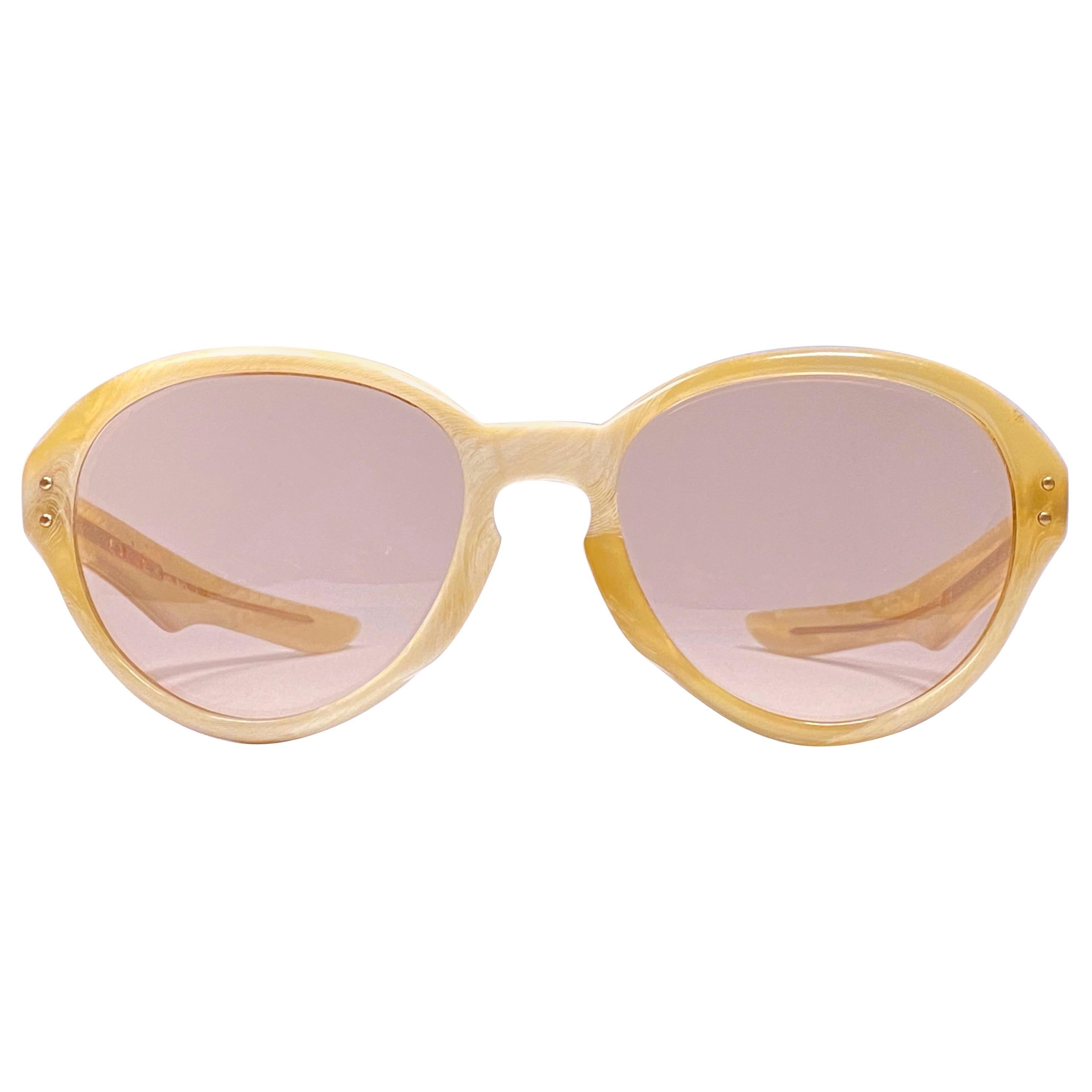 Vintage Rare A.A Sutain Oversized Beige Undertones Sunglasses 1970's For Sale