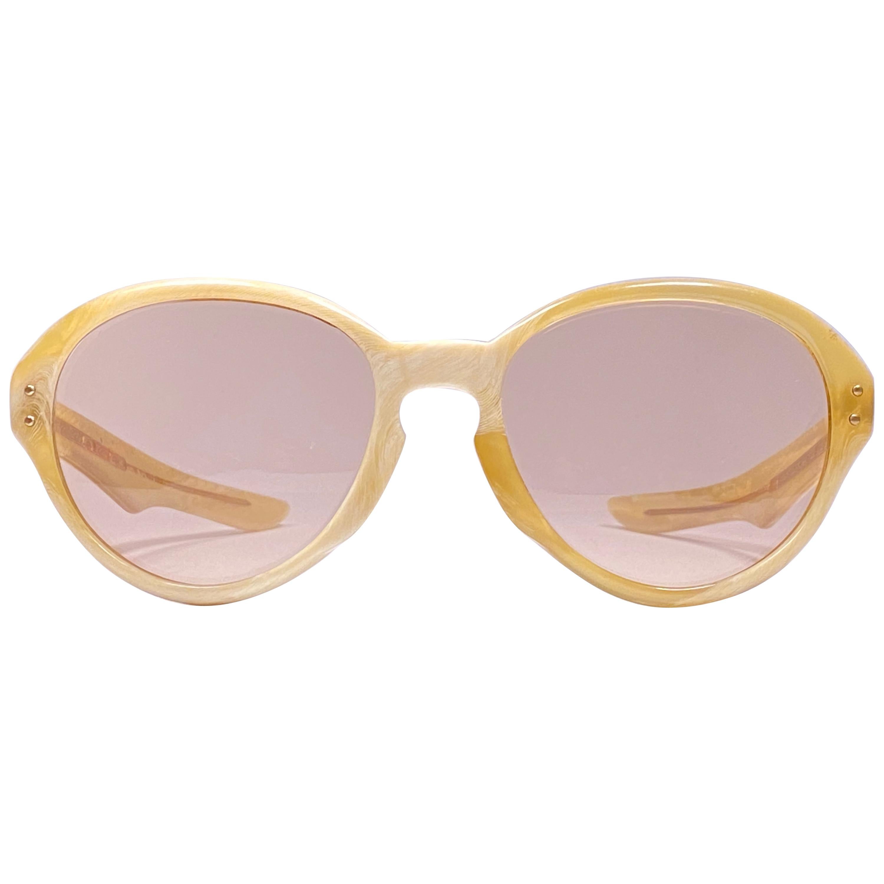 Vintage Rare A.A Sutain Oversized Beige Undertones Sunglasses 1970's