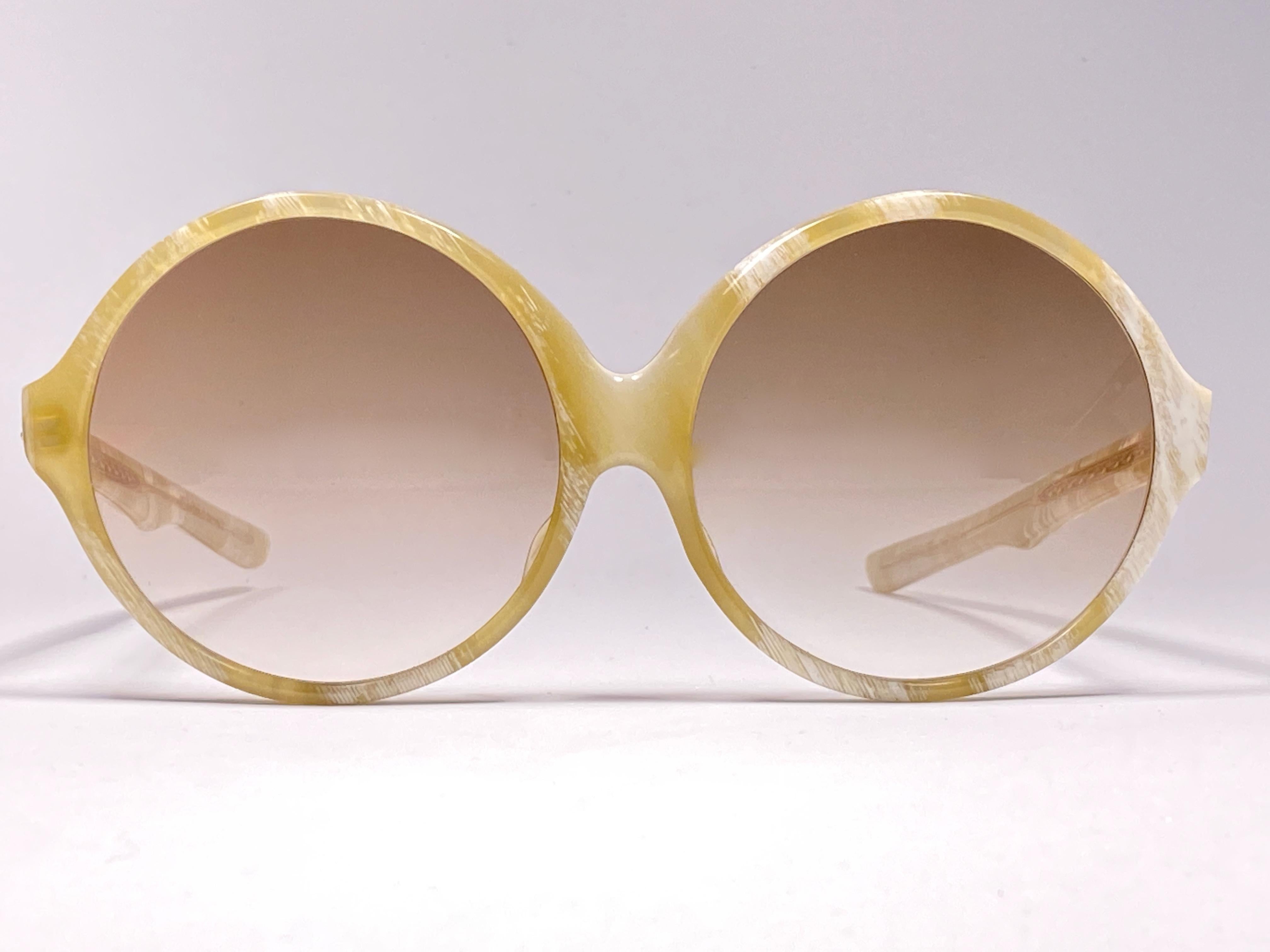 Women's or Men's Vintage Rare A.A Sutain Oversized Round Beige Sunglasses 1970's