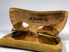 Vintage Rare A.A Sutain Rimless Grey Lenses Filigree Sunglasses 1970's