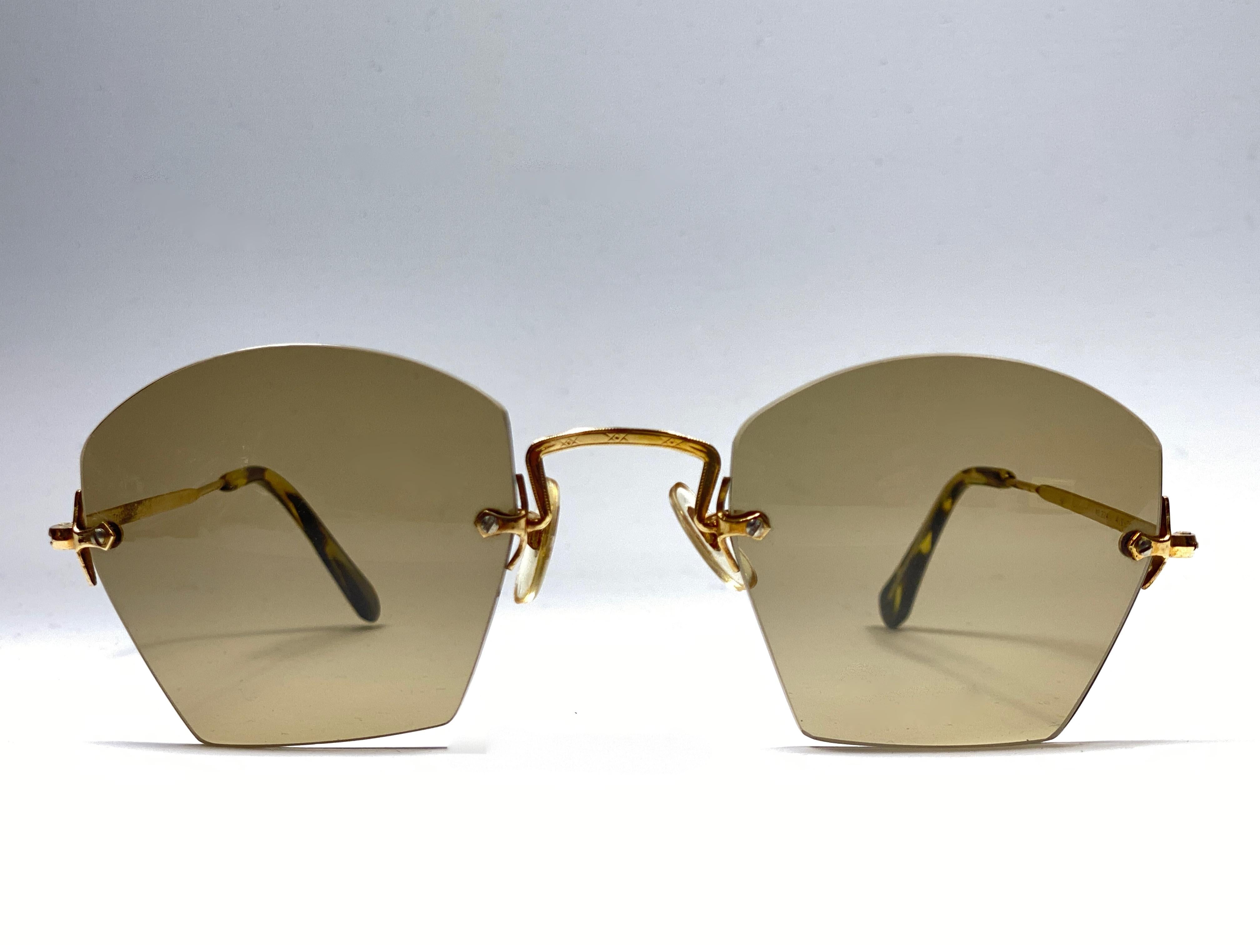 A.A Sutain - Lunettes de soleil vintage rares en filigrane avec lunettes grises sans monture, années 1970 Neuf - En vente à Baleares, Baleares