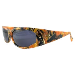 Vintage Rare Alain Mikli 0187 Black & Orange Pattern France Sunglasses 1989