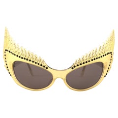 Vintage Rare Alain Mikli 029039 " MYSTERY " Gold & Rhinestones Sunglasses 1988