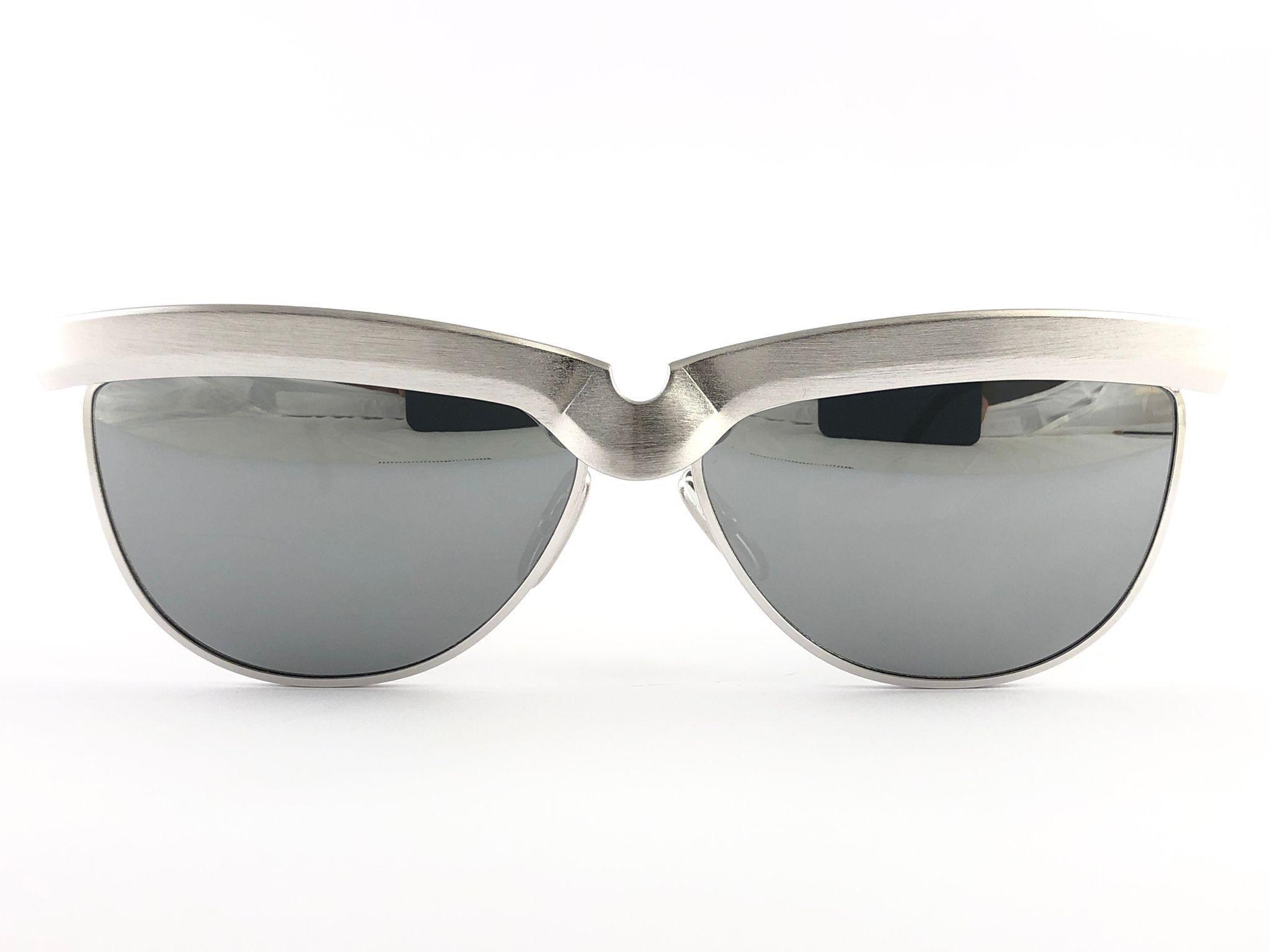 Vintage Rare Alain Mikli 6100624 Seagull Silver France Sunglasses 1989 In New Condition In Baleares, Baleares