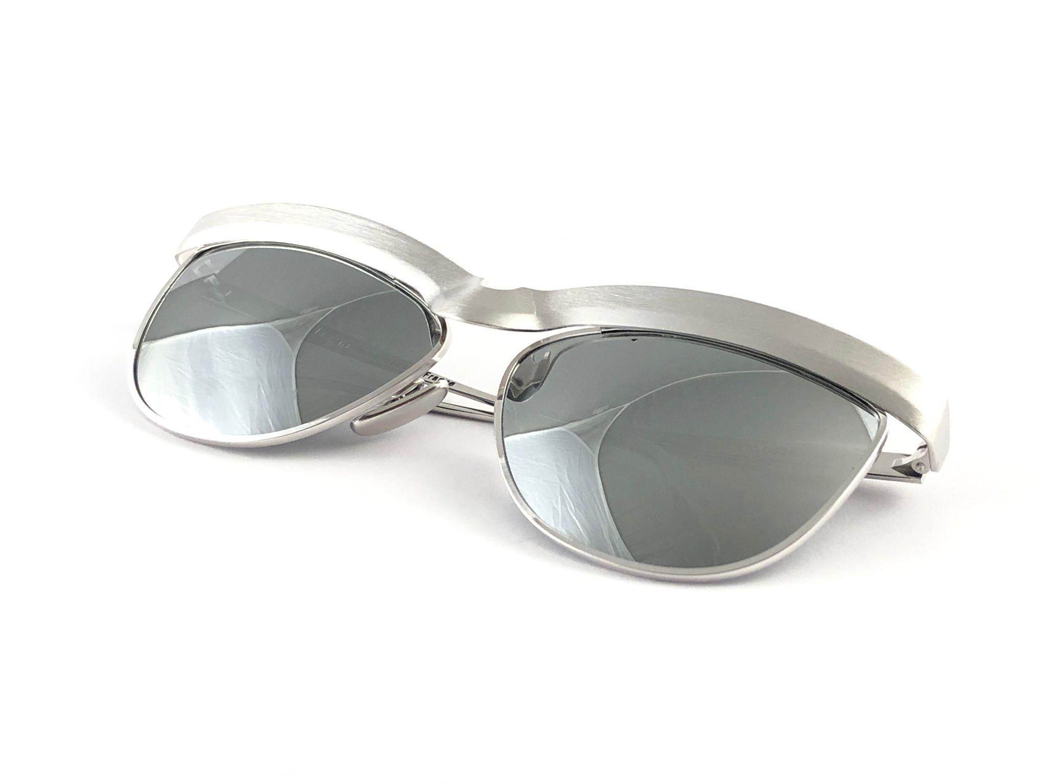Vintage Rare Alain Mikli 6100624 Seagull Silver France Sunglasses 1989 4