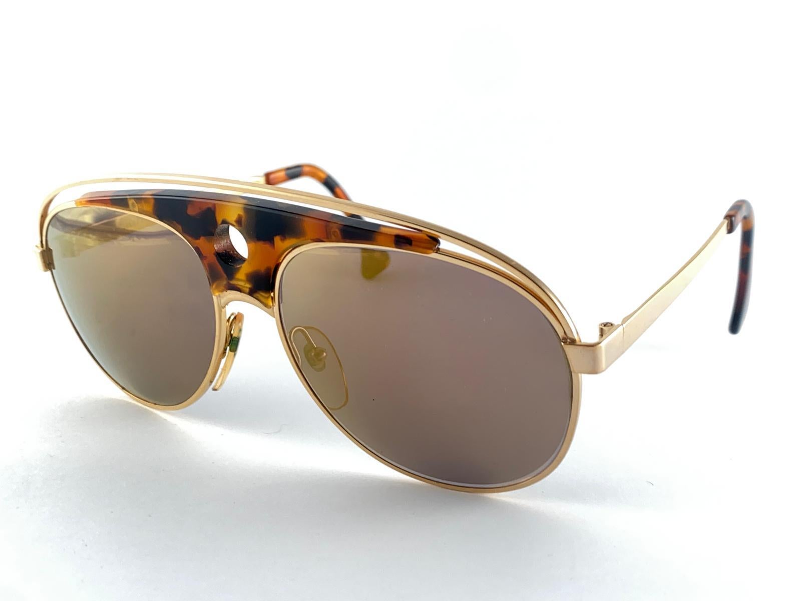 Seltene Alain Mikli 633 Aviator-Sonnenbrille, Vintage, Schildpatt und Gold, Frankreich, 1980 (Braun) im Angebot
