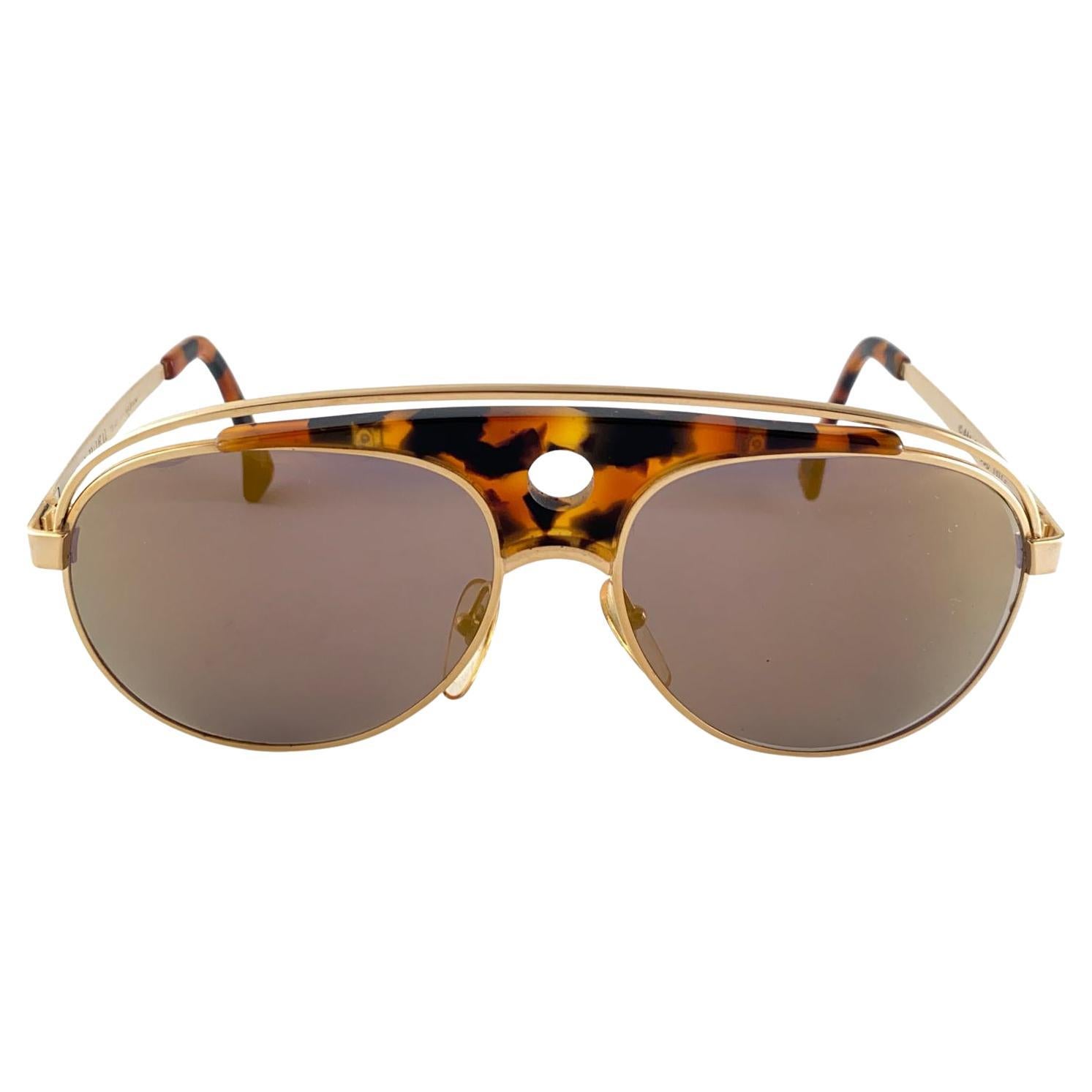 Seltene Alain Mikli 633 Aviator-Sonnenbrille, Vintage, Schildpatt und Gold, Frankreich, 1980 im Angebot