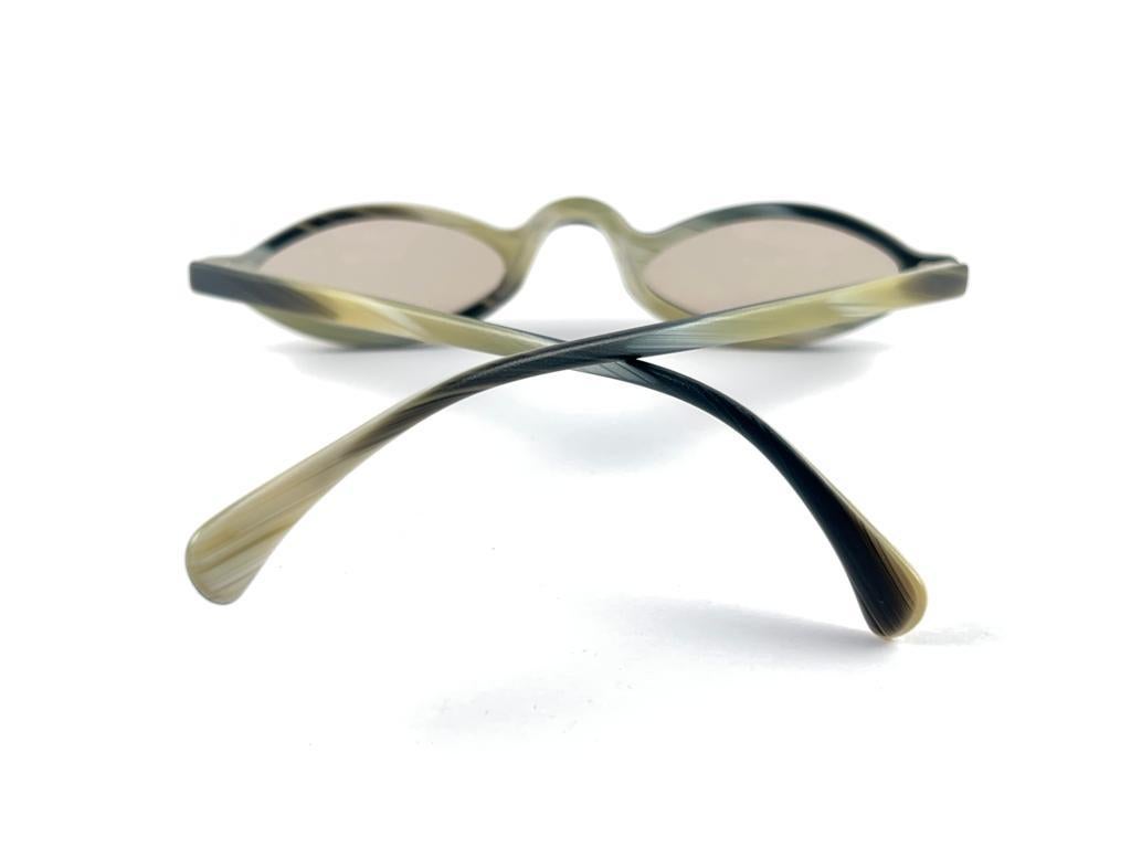 Gray Vintage Rare Alain Mikli 916 Horn Pattern France Sunglasses 1989 For Sale