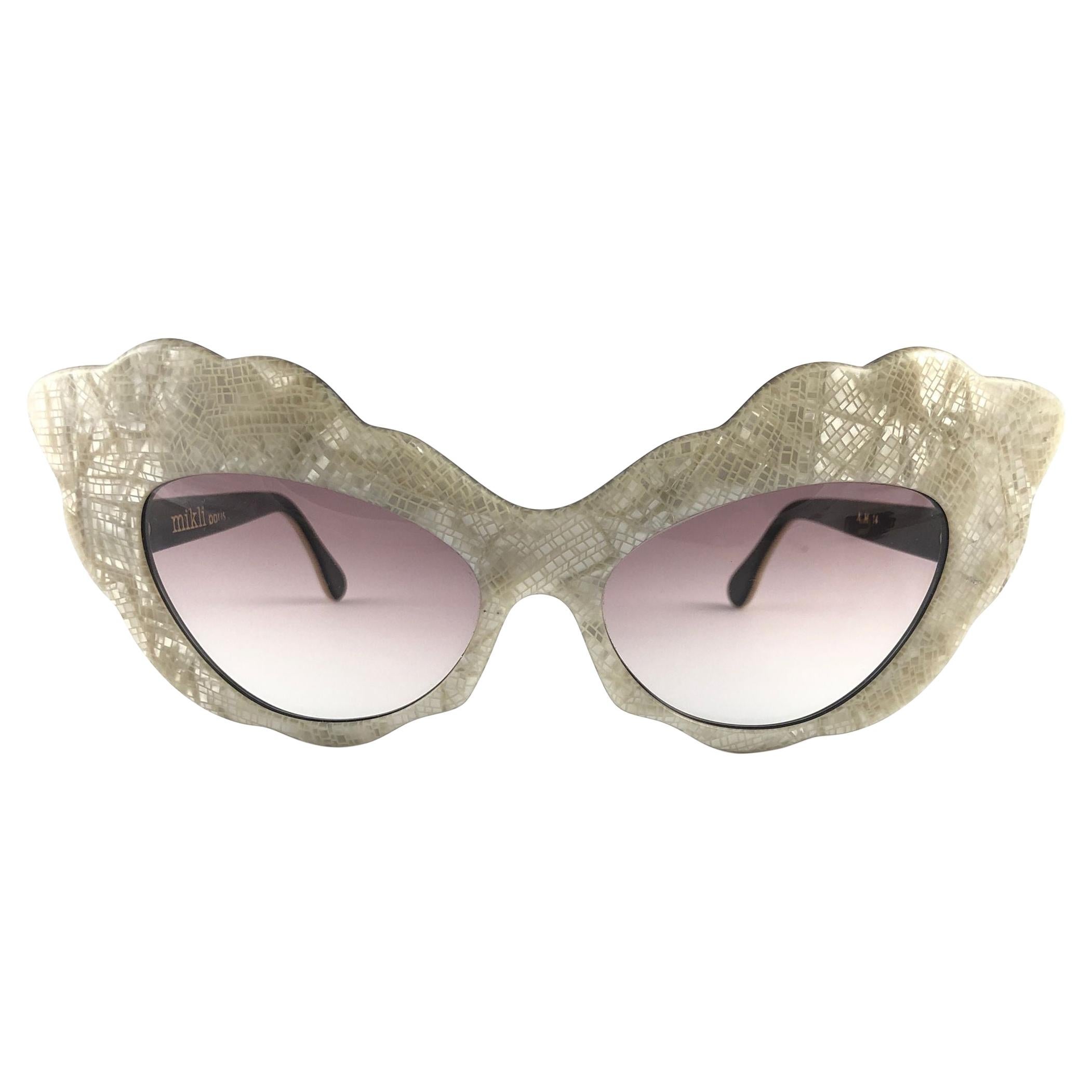 Vintage Rare Alain Mikli AM14 Mother of Pearl Cat Eye France Sunglasses 1988 For Sale
