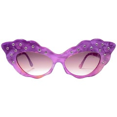 Vintage Rare Alain Mikli AM14S Fuchsia Oversized Cat Eye France Sonnenbrille 1988