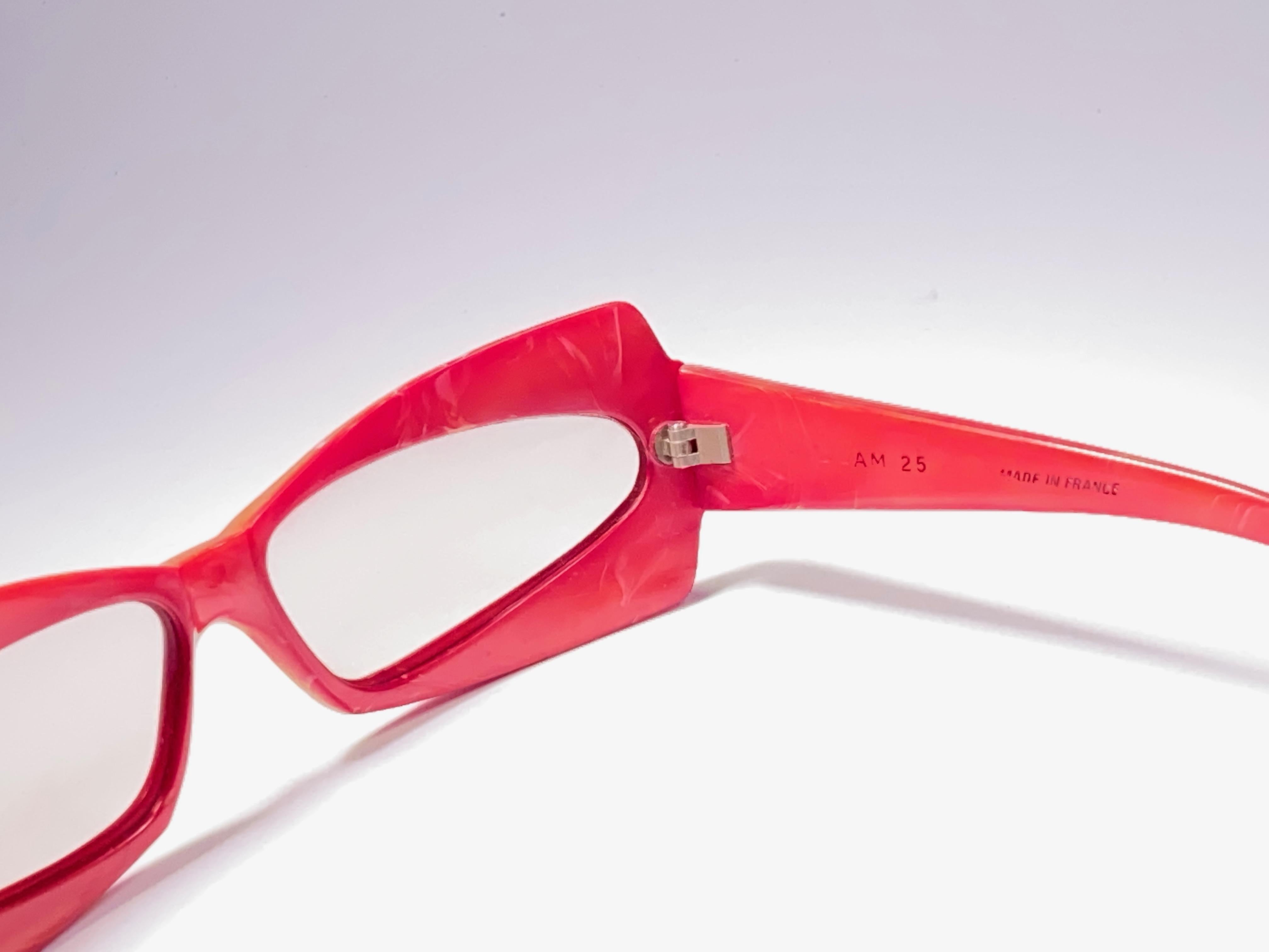 Vintage Rare Alain Mikli AM25 Oversized Red France Sunglasses 1988 In New Condition For Sale In Baleares, Baleares