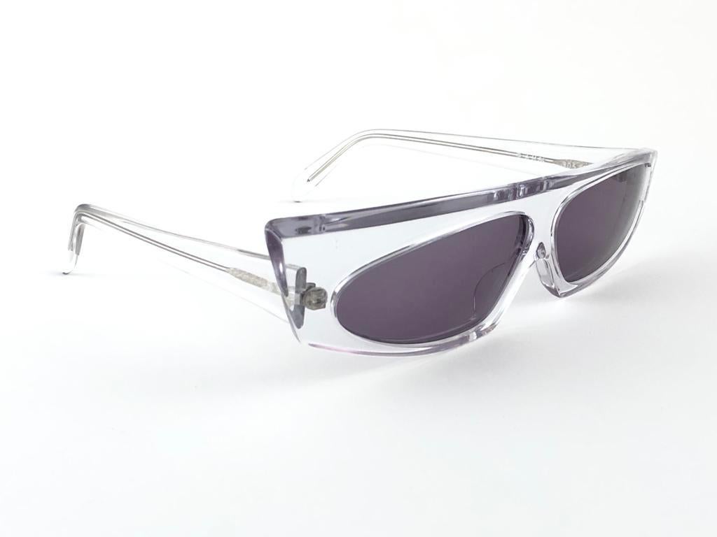 Vintage Rare Alain Mikli AM305 Asymmetric Clear Made in France Sonnenbrille 1989 im Angebot 5