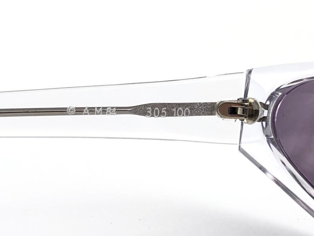 Vintage Rare Alain Mikli AM305 Asymmetric Clear Made in France Sonnenbrille 1989 im Angebot 2