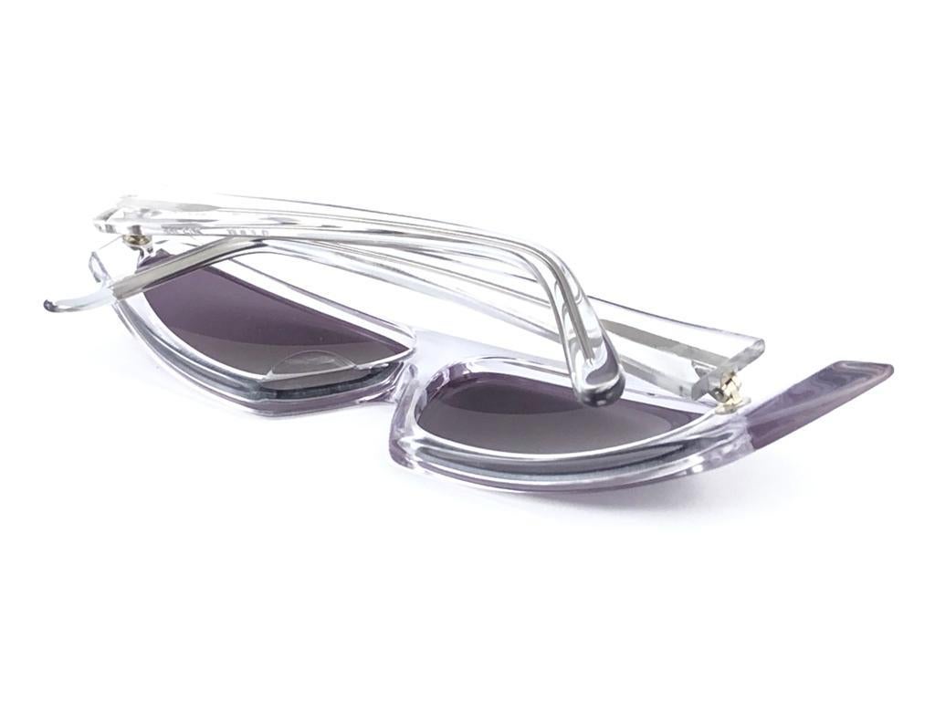 Vintage Rare Alain Mikli AM305 Asymmetric Clear Made in France Sonnenbrille 1989 im Angebot 3