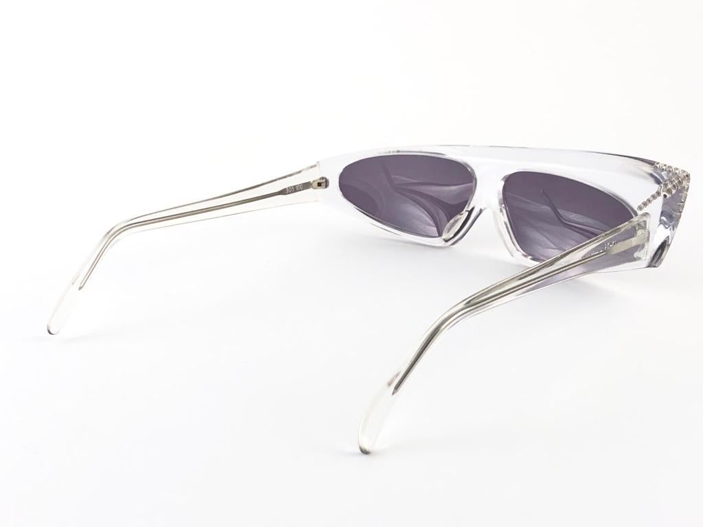 Seltene Alain Mikli AM305 Asymmetrische Vintage-Sonnenbrille, Klar & Strass, Frankreich, 1989 im Zustand „Neu“ im Angebot in Baleares, Baleares