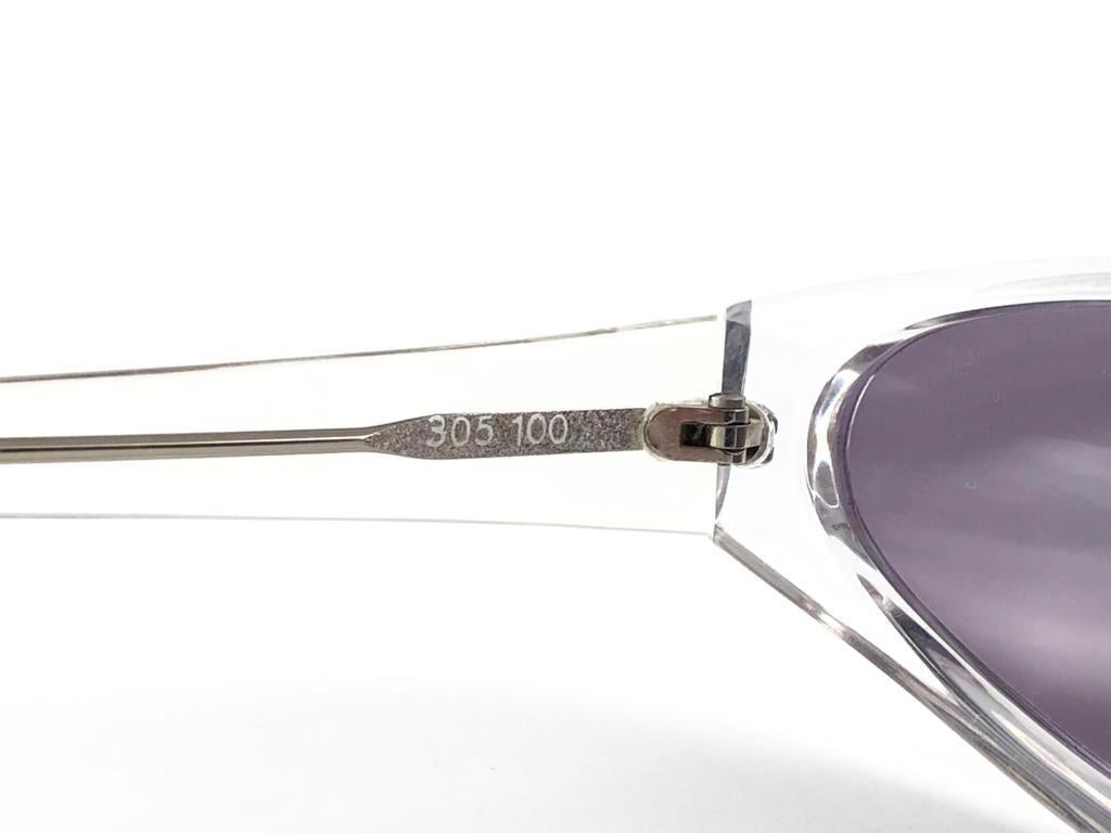 Vintage Rare Alain Mikli AM305 Asymmetric Clear & Strass France Sunglasses 1989 For Sale 1
