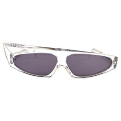 Lunettes de soleil vintage rares Alain Mikli AM305 asymétriques, transparentes et ornées de strass, fabriquées en France, 1989