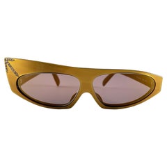 Vintage Rare Alain Mikli AM305 Asymmetric Gold & Strass France Sunglasses 1989