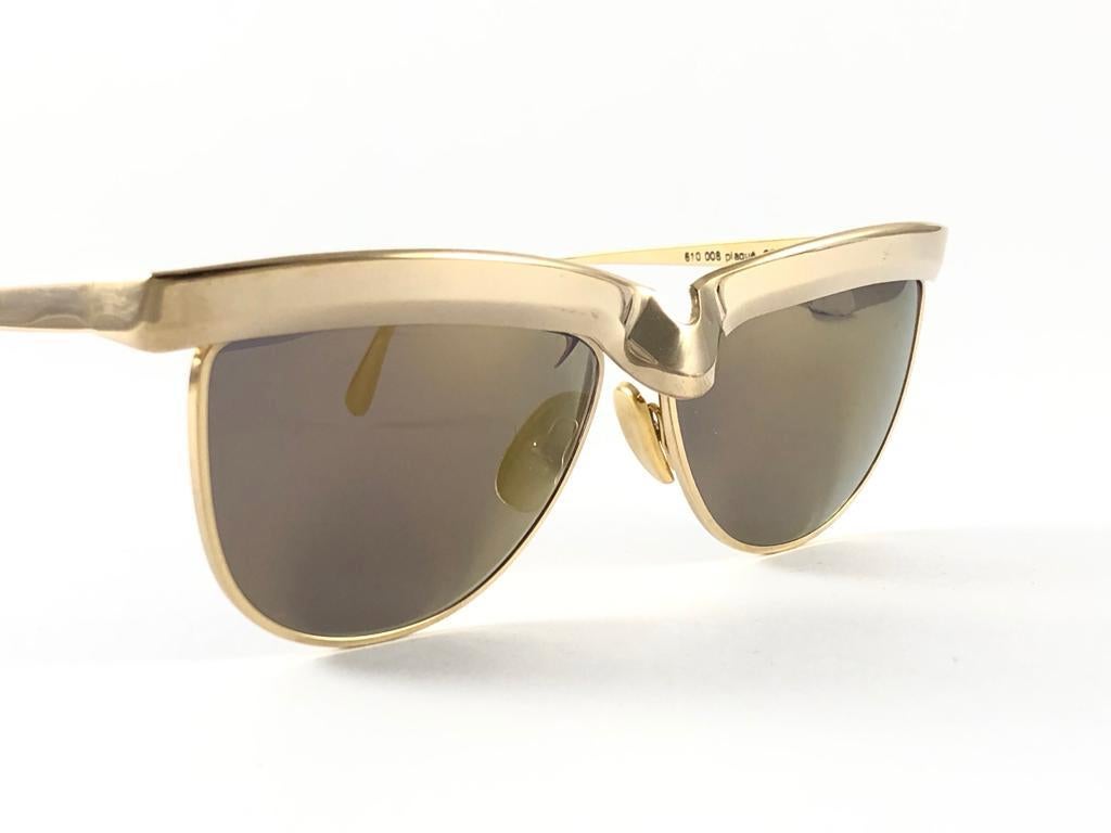 Seltene Vintage-Sonnenbrille, Alain Mikli AM610 Seagull, 22K, vergoldet, Frankreich 1989 (Braun)