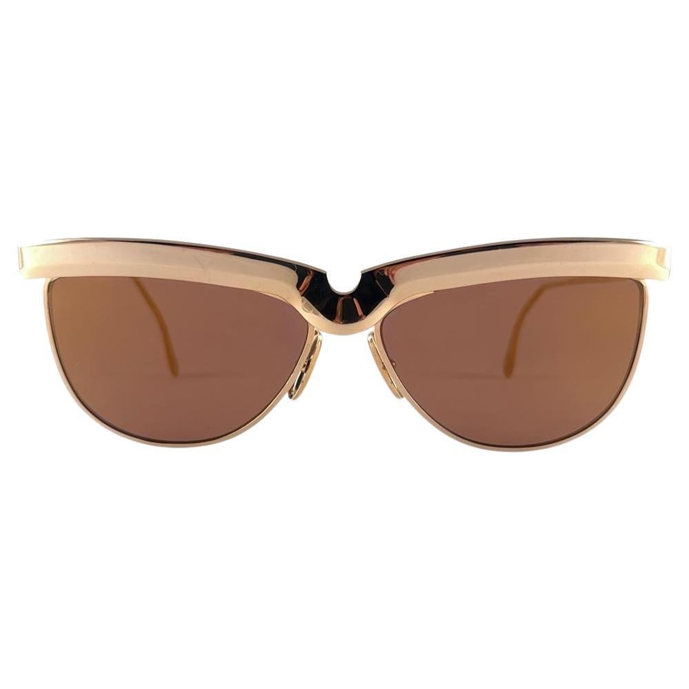Vintage Rare Alain Mikli AM610 Seagull 22K Gold Plated France Sunglasses 1989 For Sale
