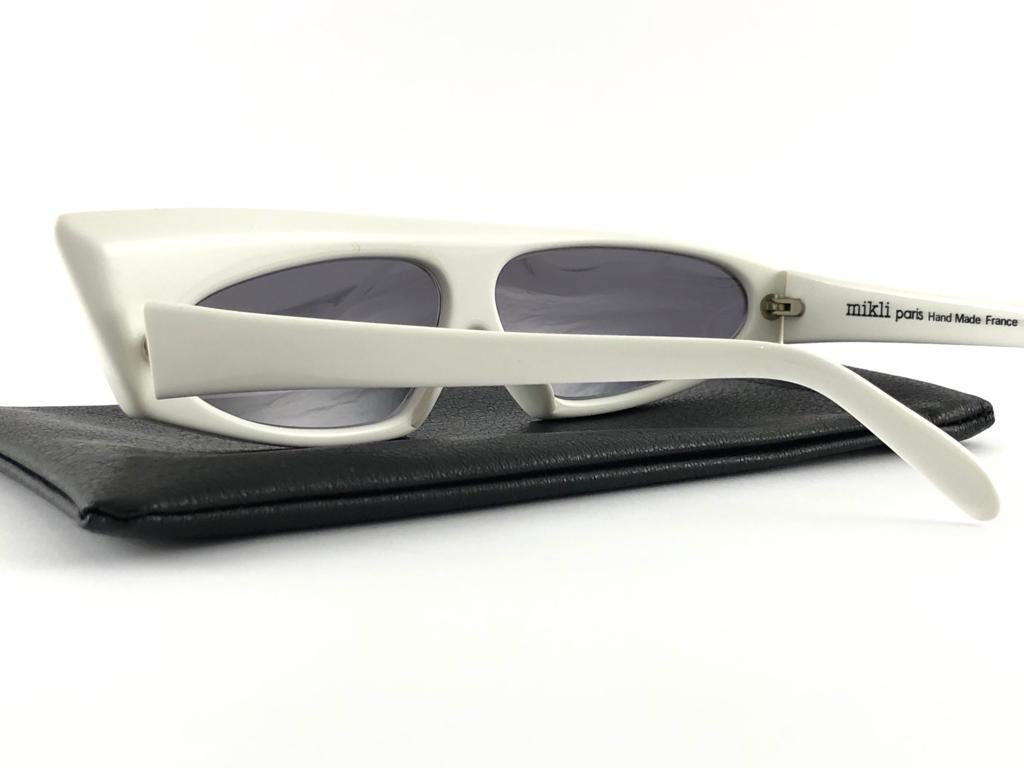 Black Vintage Rare Alain Mikli AM84 Asymmetric White Made in France Sunglasses 1989 For Sale