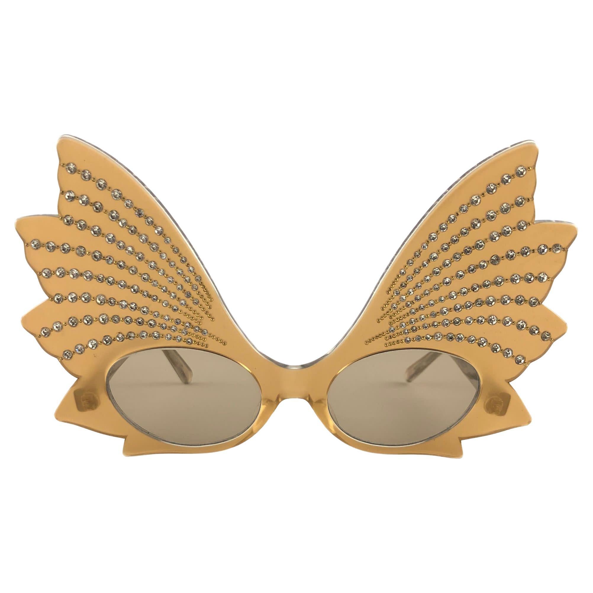 Vintage Rare Alain Mikli  Butterfly Mask Rhinestones Prototype  Sunglasses 1988