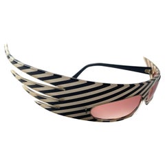 Vintage Rare Alain Mikli  " Plume "  Black & White Sunglasses 1988
