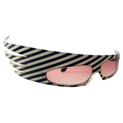 Vintage Rare Alain Mikli  " Plume "  Black & White Sunglasses 1988