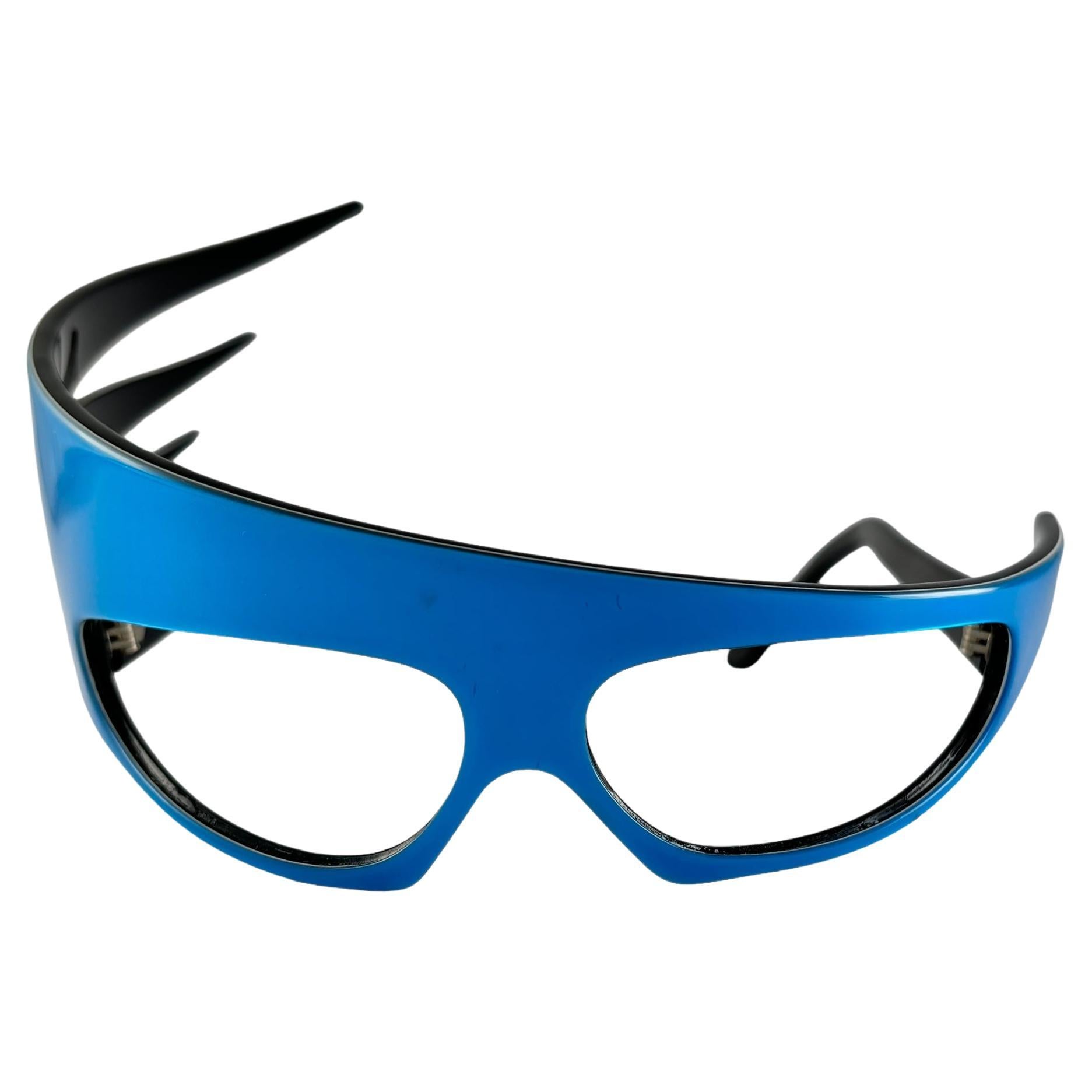 Vintage Rare Alain Mikli  " Plume " Metallic Turquoise  Sunglasses 1988 For Sale