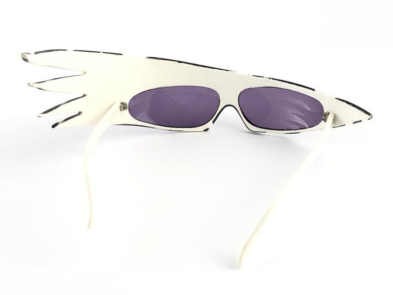 Vintage Rare Alain Mikli " Plume " Prototype Black and White Sunglasses  1988 For Sale at 1stDibs