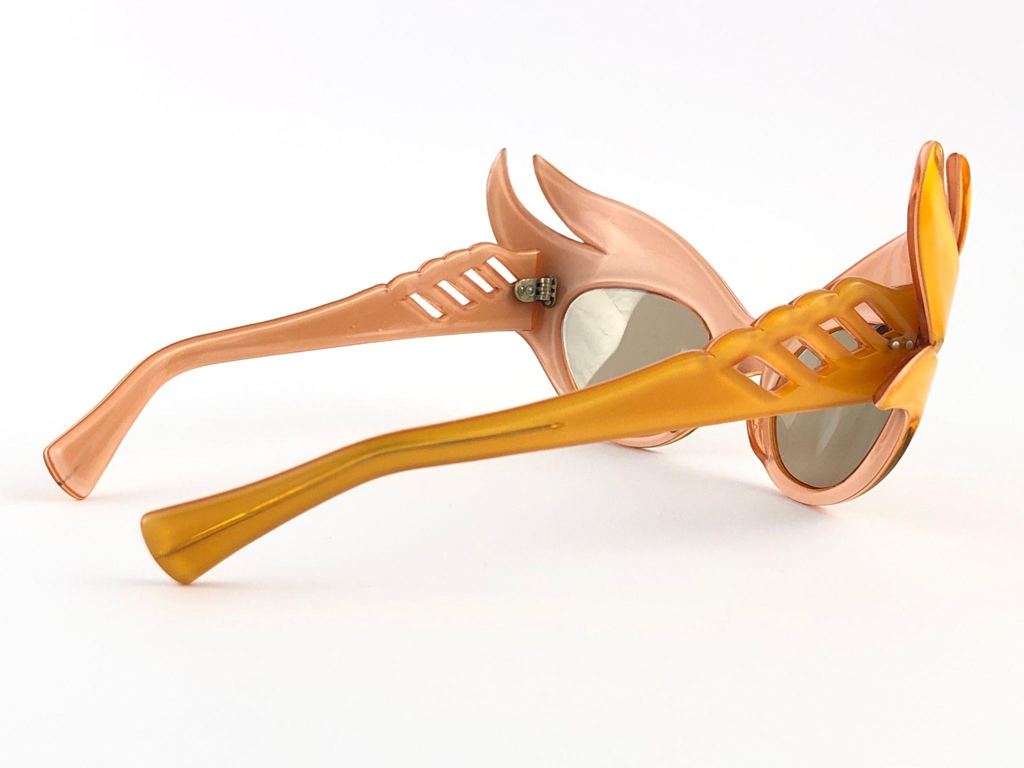 Orange Vintage Rare Alain Mikli Prototype Flaming Phoenix France Sunglasses 1988