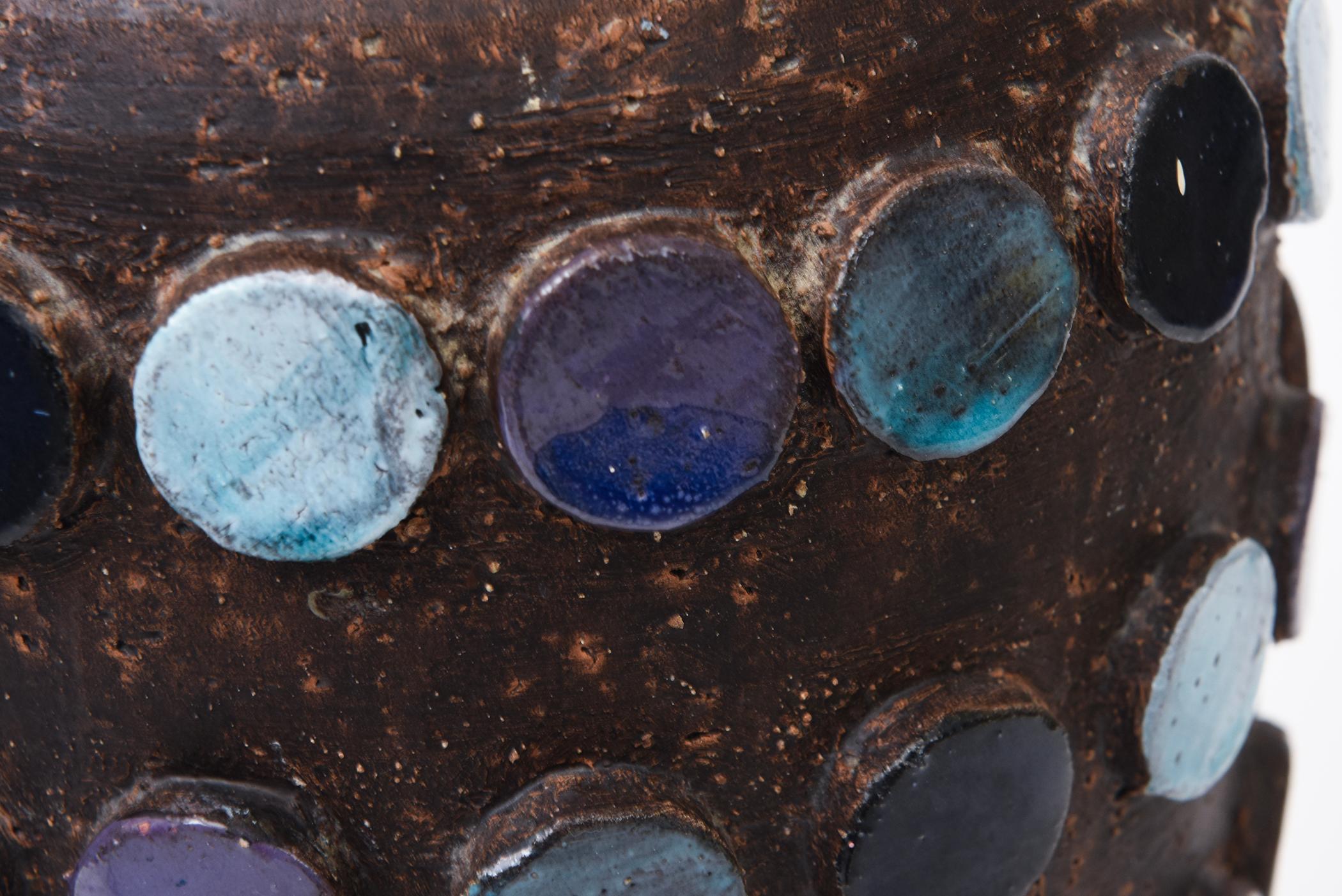 Céramique Vintage Rare Aldo Londi For Bitossi Ceramic Lamps With Applied Circle Dots Pair (Paire de lampes en céramique avec des points de cercle appliqués) en vente
