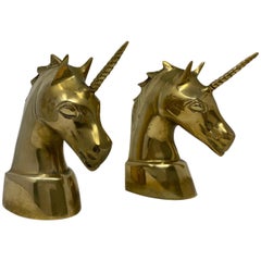 Vintage Rare Art Deco Brass Unicorn Sculpture Bookends