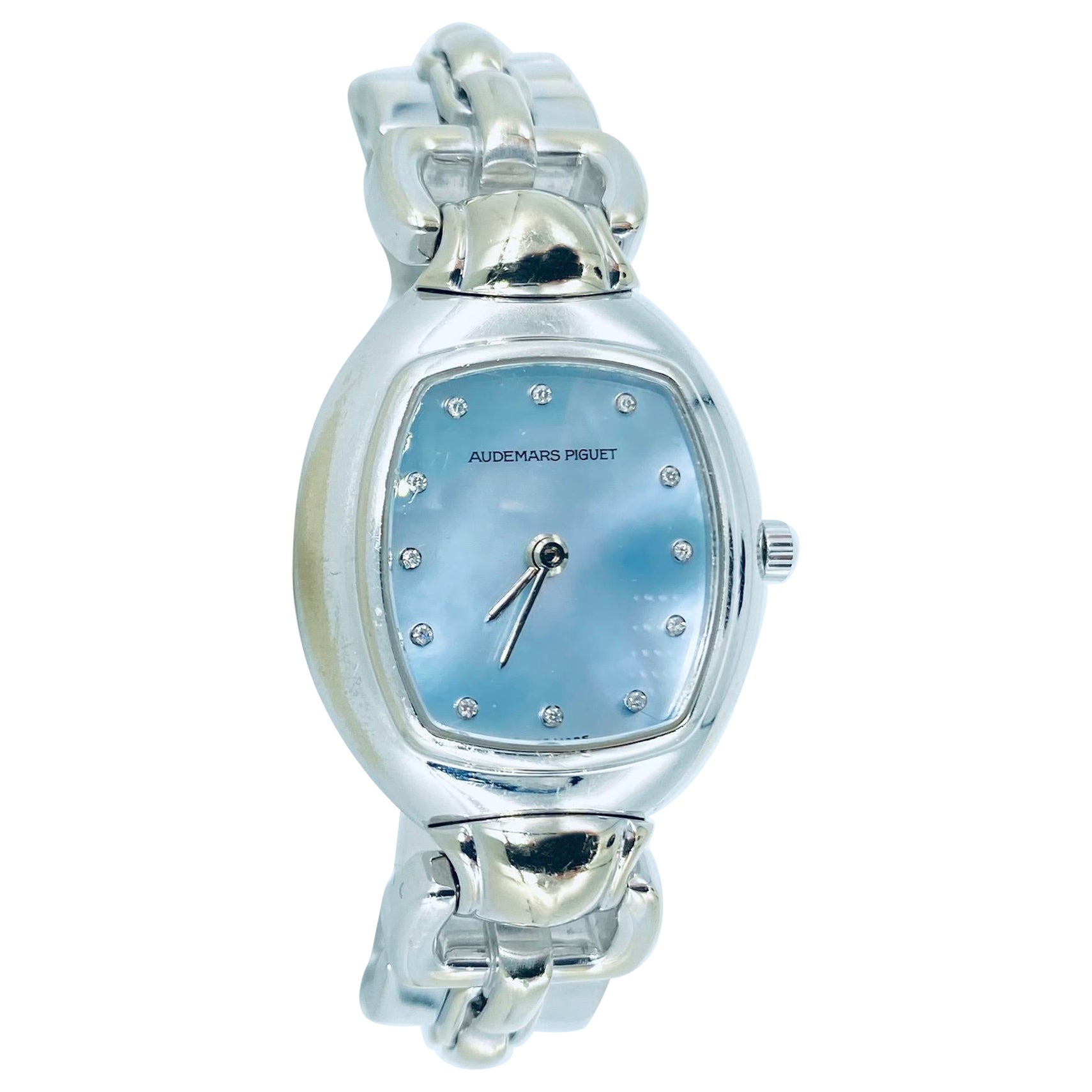 RARO orologio d'epoca Audemars Piguet Madreperla con quadrante di diamanti in oro bianco 18 carati in vendita