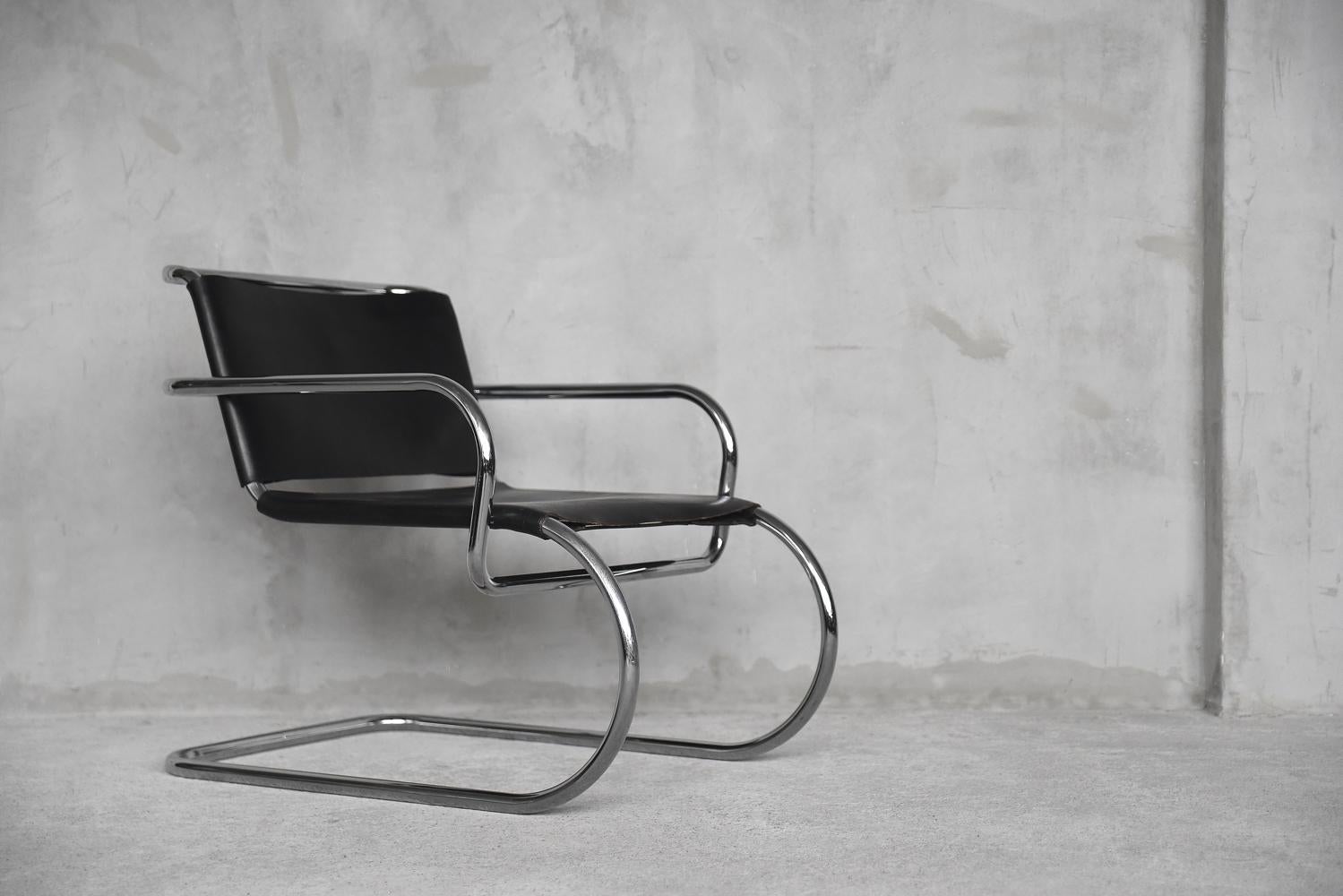 Vintage Rare Bauhaus German Leather Armchair by Franco Albini for Tecta, 1950s For Sale 6