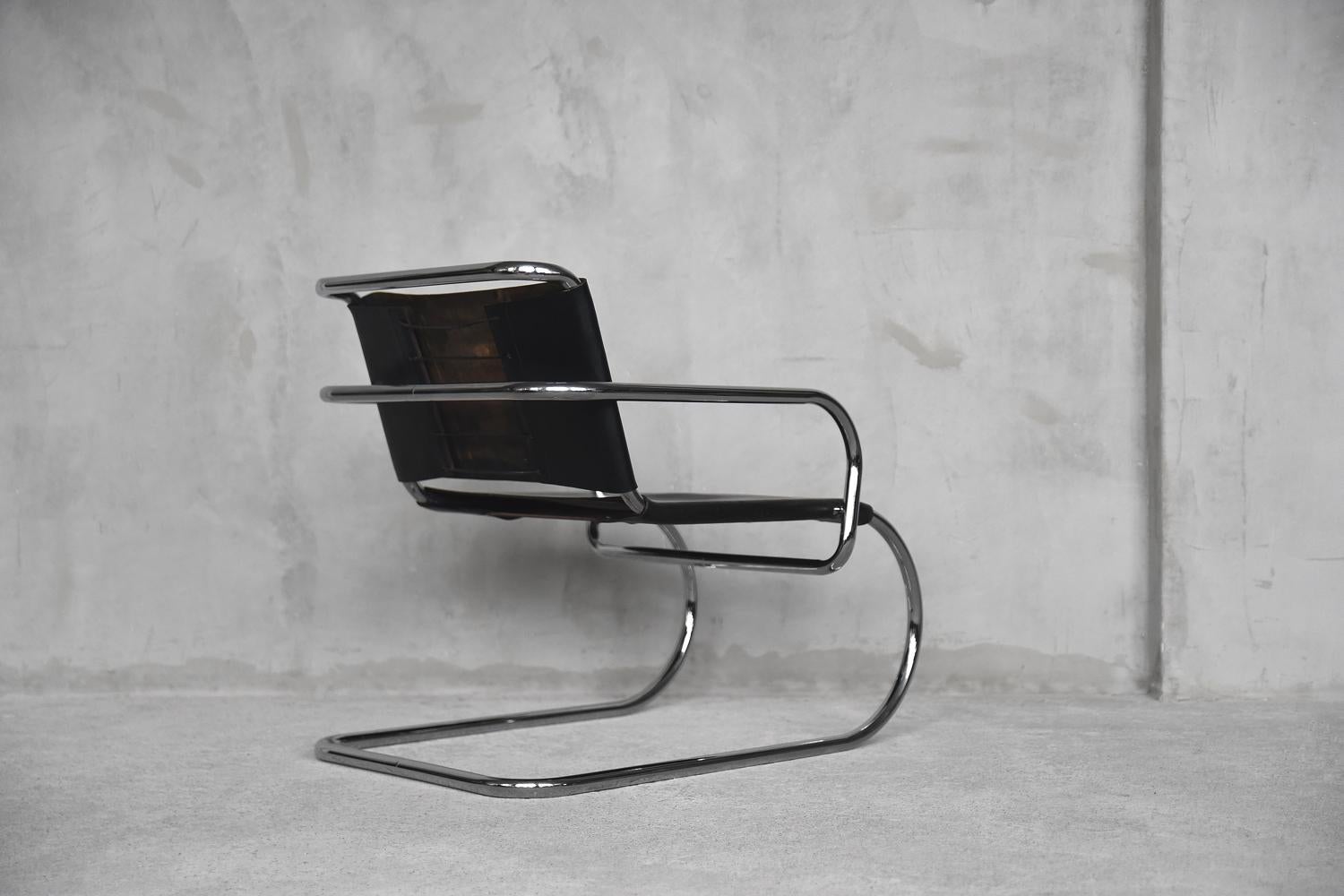Vintage Rare Bauhaus German Leather Armchair by Franco Albini for Tecta, 1950s For Sale 8