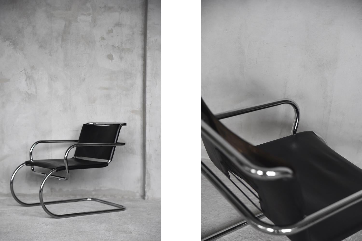 Seltener deutscher Bauhaus-Ledersessel im Vintage-Stil von Franco Albini für Tecta, 1950er Jahre im Angebot 11