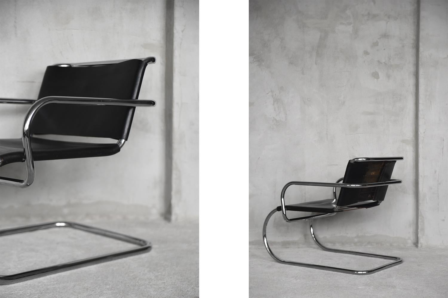 Vintage Rare Bauhaus German Leather Armchair by Franco Albini for Tecta, 1950s For Sale 14
