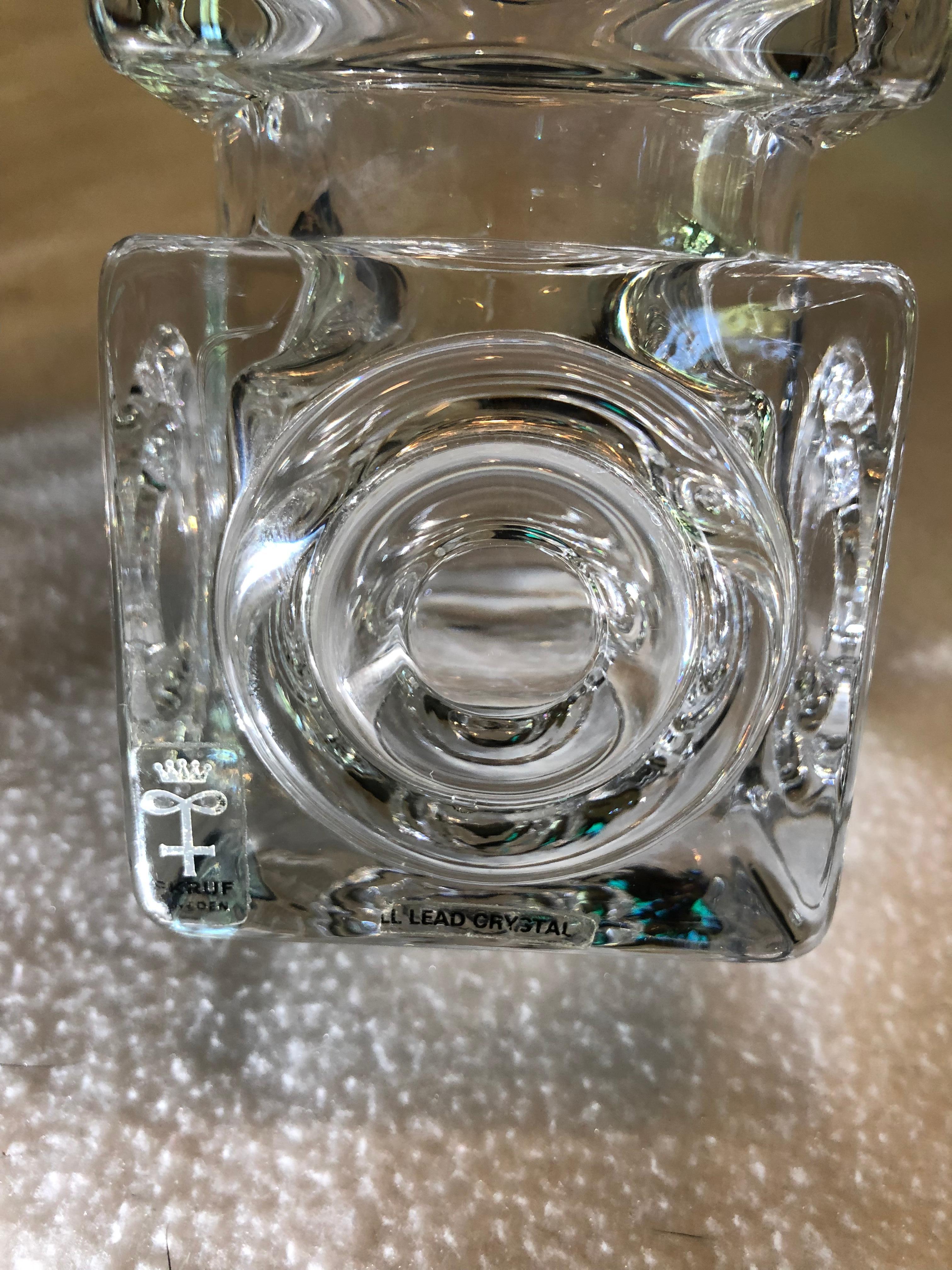 Molded Vintage Rare Bengt Edenfalk Skruf Glass Vase For Sale