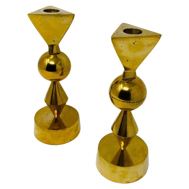 Vintage Rare Brass Candle Holders in the style of Parzinger-Mueck-Cary