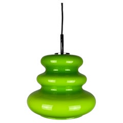 Vintage Rare Bright Green Glass Pendant Light by Peill and Putzler 1960