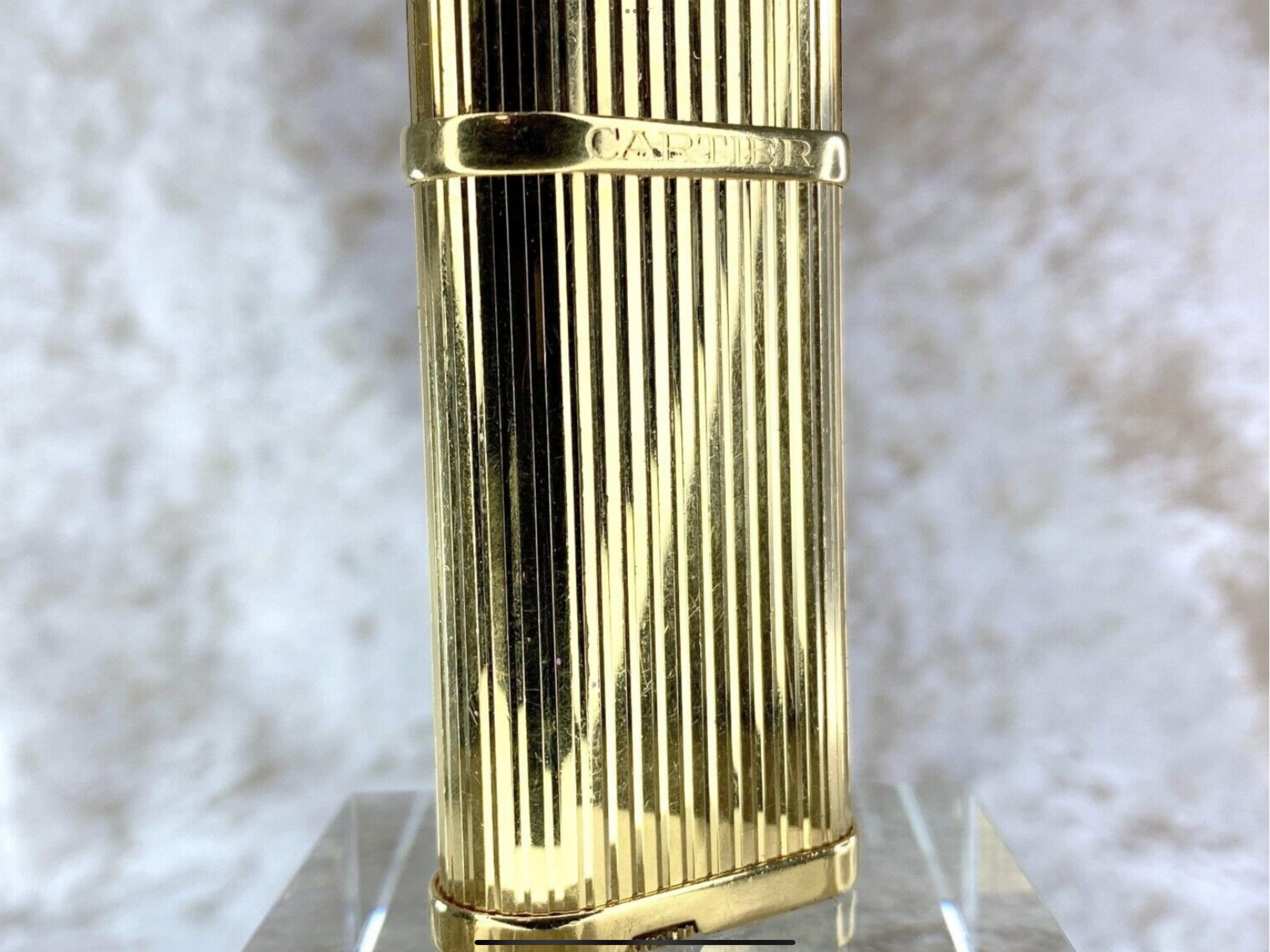 Retro Vintage & Rare Cartier Lighter 18k Gold Plate Godron Model, circa 2000